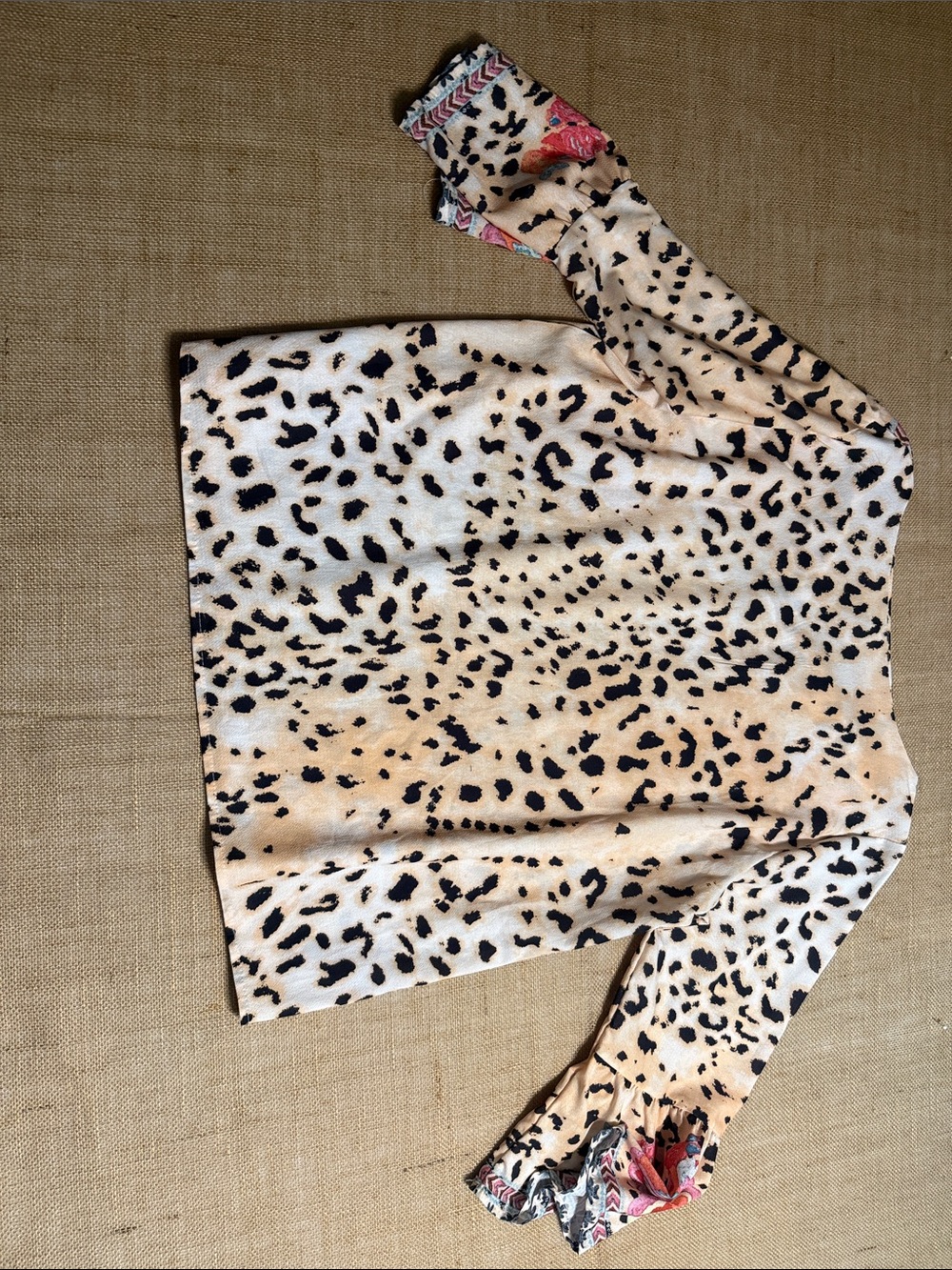 Floral Embroidered Leopard-Print Blouse in Beige - Picture 4 of 4